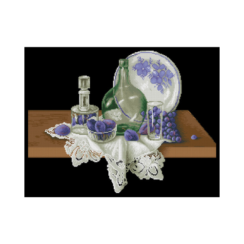 bodegon ciruelas y uvas patron de bordado