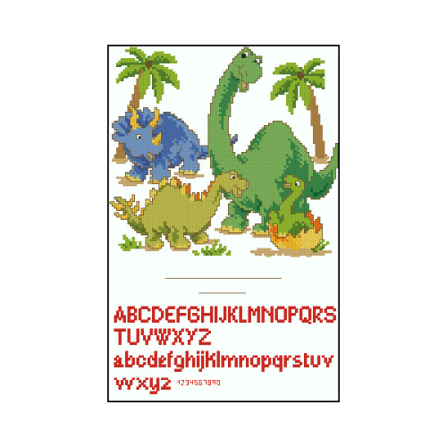 natalicio dinosaurio patron en punto de cruz