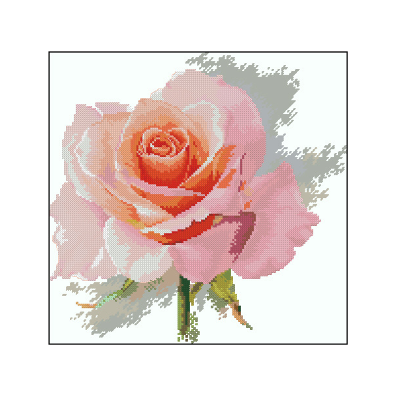 Una rosa en punto de cruz Cuadro de una rosa en punto de cruz