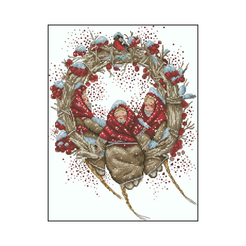 corona de navidad punto de cruz