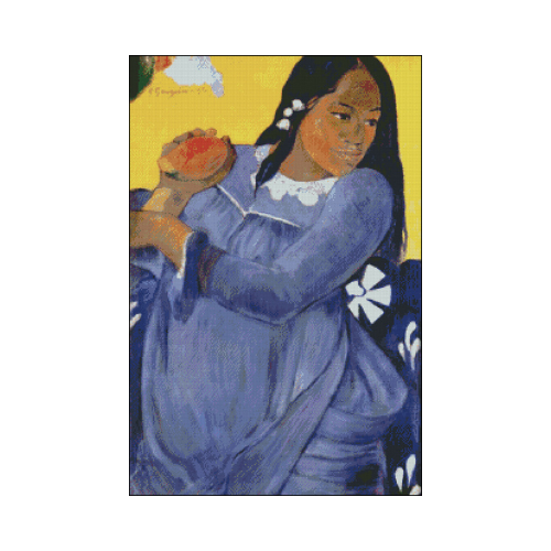 mujer vestida de azul patron para bordar