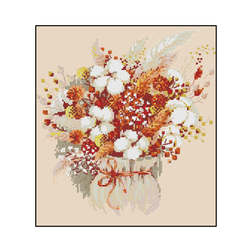 bouquet de algodon cuadro punto de cruz