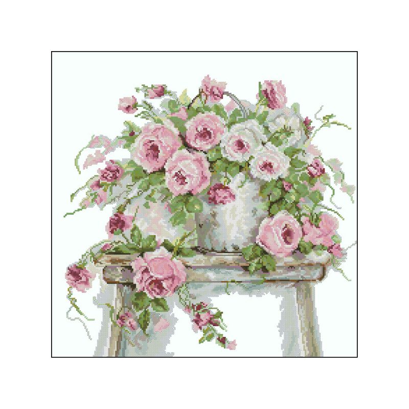 conjunto rosas en punto de cruz