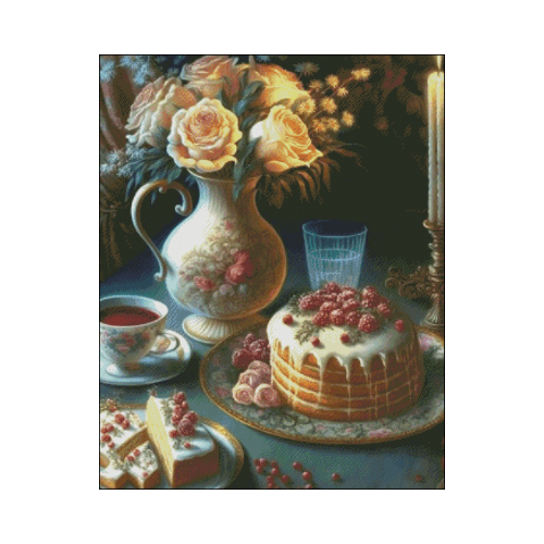 merienda con rosas para bordar