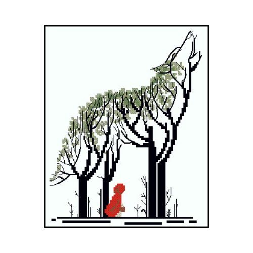 caperucita roja punto de cruz