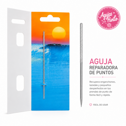Aguja reparadora de puntos Pony para reparar enganchones y lazadas en tejidos de punto