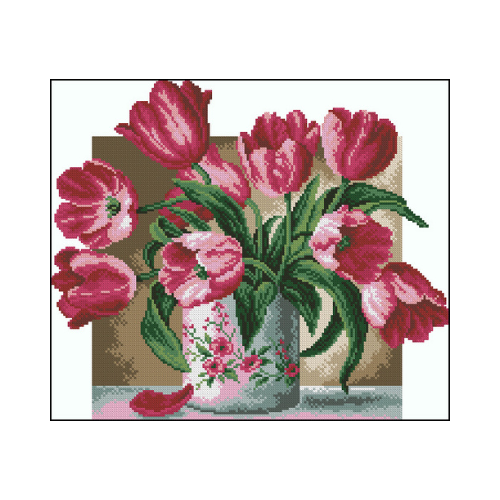 jarron de tulipanes punto de cruz jarron de tulipanes para bordar