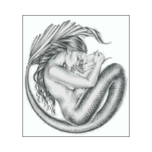 mama sirena en punto de cruz