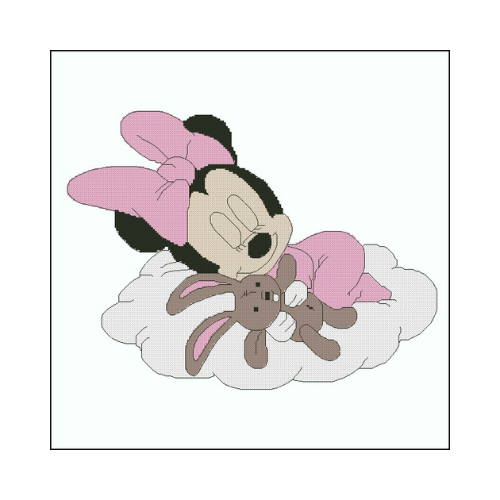 cojin minnie mouse en punto de cruz