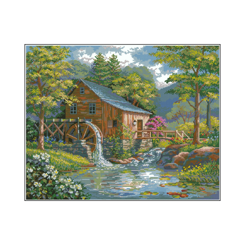 molino de agua punto de cruz