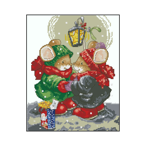 ratones navideƱos en punto de cruz