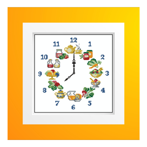 reloj cocina patron de bordado