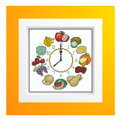 reloj frutas para bordar