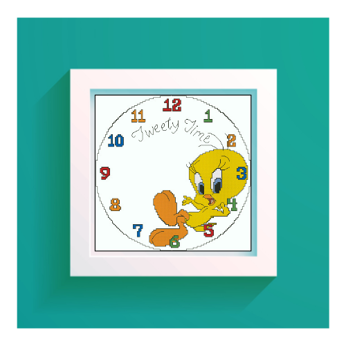 reloj piolin patron de bordado