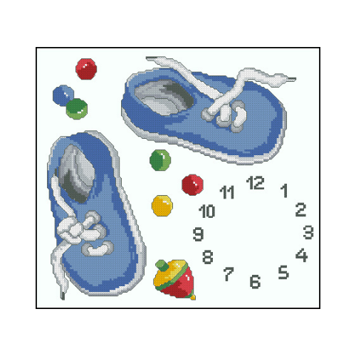 reloj zapatillas azul punto de cruz reloj zaspatillas patron punto de cruz