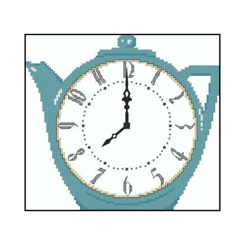 tetera punto de cruz reloj