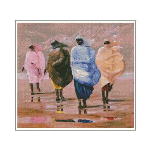 mujeres del desierto en punto de cruz