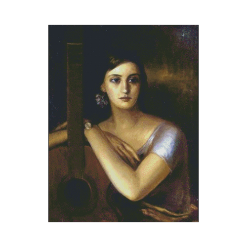 mujer con guitarra julio romero punto de cruz mujer con guitarra patron de bordado