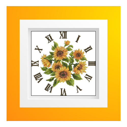 reloj sunflowers en punto de cruz