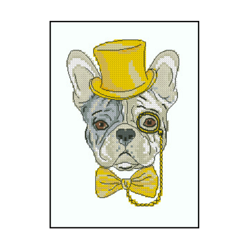 Bull dog frances punto de cruz