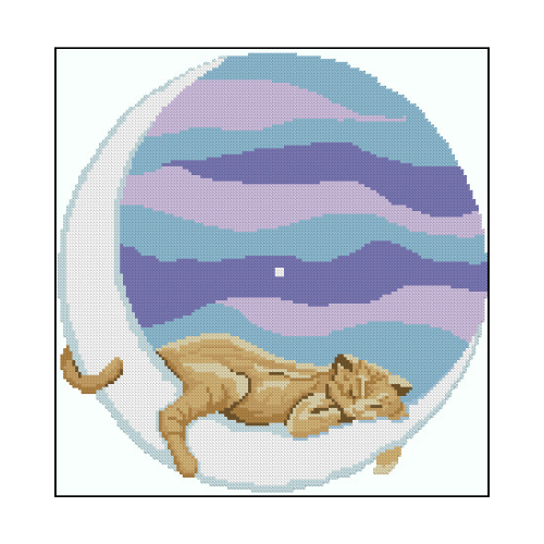 gato en la luna reloj gato en la luna patron punto de cruz