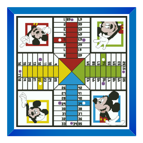 parchis mickey en punto de cruz