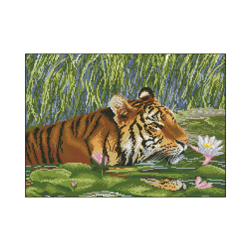 tigre entre nenufares para bordar