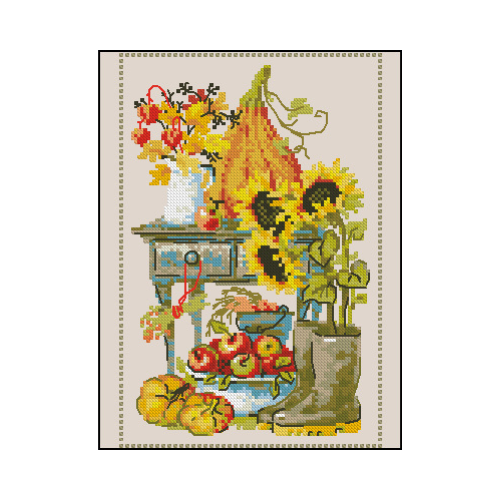 calabazas y girasoles punto de cruz