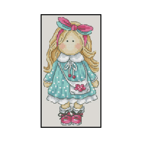 niña primavera en punto de cruz