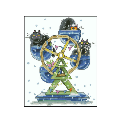 noria de gatitos punto de cruz