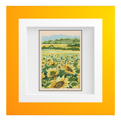 girasoles en el campo para bordar