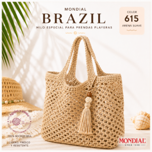 Bolso crochet de verano tejido con hilo Brazil de Mondial