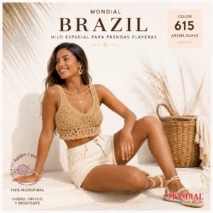 Top crochet de verano tejido con hilo Brazil de Mondial